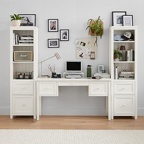 Beadboard Smart Small Space Storage Desk &amp; Bookcase Set (94.5"&ndash;103.5")