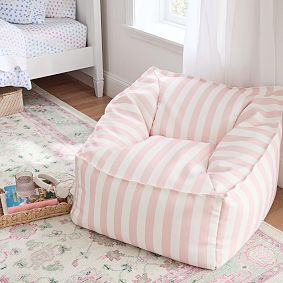 Large Cabana Stripe Mauve Chalk Modern Bean Bag Lounger