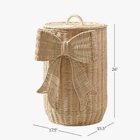 LoveShackFancy Woven Bow Lidded Hamper - Thumbnail 3