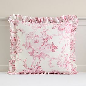 LoveShackFancy Damask Ruffle Euro Pillow Cover