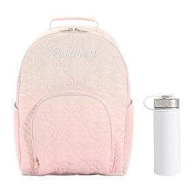 Gear-Up Bow Quilted Ombre Backpack &amp; Water Bottle Bundle