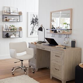 Industrial Wall Mirror with Storage (30"x29")