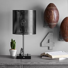 Perforated Metal Adjustable Table Lamp with USB (21"-26")