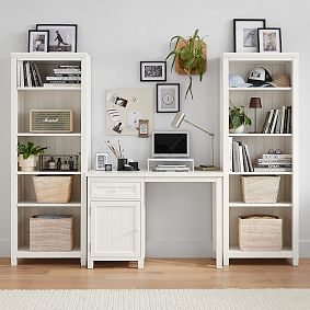 Beadboard Space-Saving Desk &amp; Tower Set (83&quot;&ndash;92&quot;)