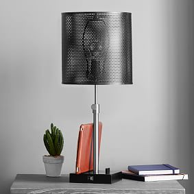 Perforated Metal Adjustable Table Lamp with USB (21"-26")
