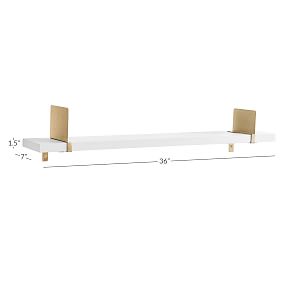 Wooden Shelf With Metal Bookend Sliders- White/Gold