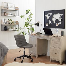 Textured Faux Suede Charcoal Aiden Swivel Desk Chair