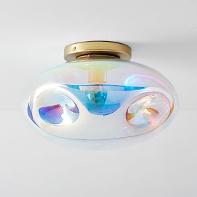 Iridescent Globe Flush Mount (14")