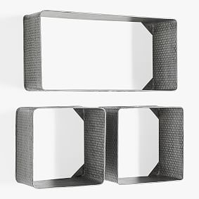 Textured Metal Cubes &amp; Rectangular Shelf, Set Of 3