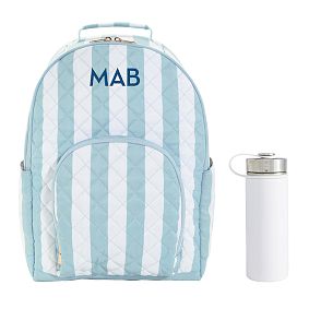 Gear-Up Quilted Cabana Stripe Backpack &amp; Water Bottle Bundle