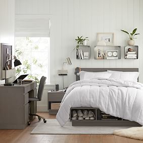 Textured Metal Cubes &amp; Rectangular Shelf, Set Of 3