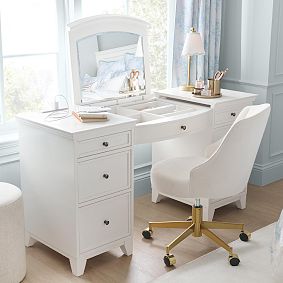 Performance Plush Chenille Ivory Hadley Swivel Desk Chair