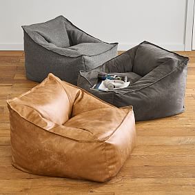 Large Tweed Charcoal Modern Bean Bag Lounger