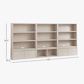 Costa 3-Shelf Bookcase with Drawer Bases, Set of 3 (120")