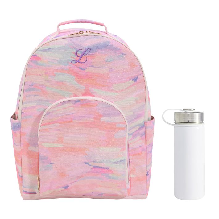 Lilly Pulitzer Quilted Pink Toile Backpack & Water Bottle  display picture 1