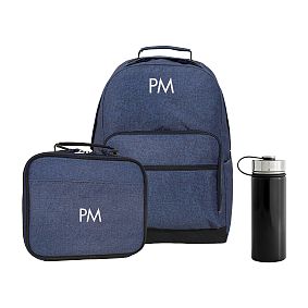 Gear-Up Heathered Navy Backpack &amp; Cold Pack Lunch Bundle, Set of 3