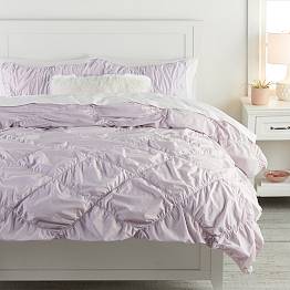 Ruched Diamond Organic Duvet Cover