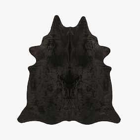 Solid Black Cow Hide Rug