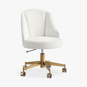 Performance Plush Chenille Ivory Hadley Swivel Desk Chair