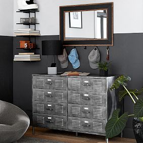 Magnetic Leather Mirror with Hooks