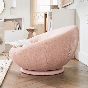 Open Box:  Chunky Boucle Blush Groovy Swivel Chair