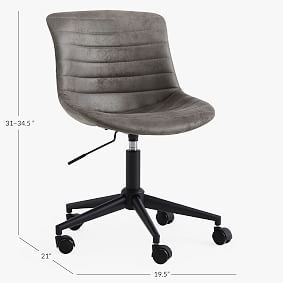 Textured Faux Suede Charcoal Aiden Swivel Desk Chair