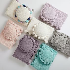 Cozy Pom Sherpa Throw &amp; Pillow Gift Set