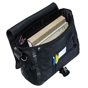 Gear-Up Black Plaid Messenger Bag
