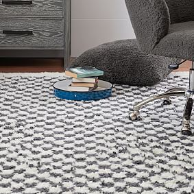 Checkered Wool Rug - Charcoal