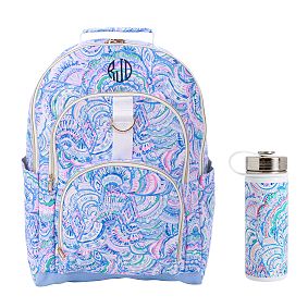 Lilly Pulitzer Happy As A Clam Backpack and Slim Water Bottle Bundle