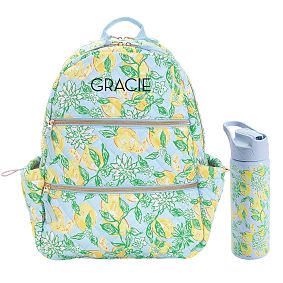 Lilly Pulitzer Quilted Make Lemonade Backpack &amp; Water Bottle Bundle