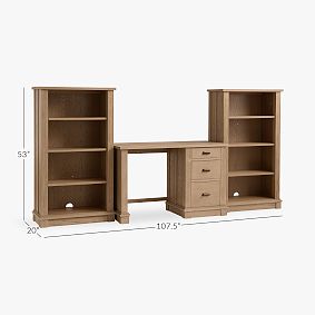 Turner Single Pedestal Storage Desk &amp; Bookcase Set (107.5")