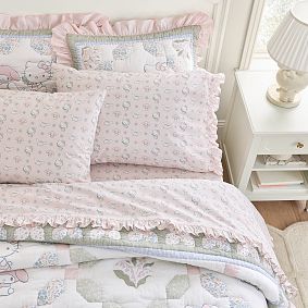 Hello Kitty&reg; & Friends Organic Stripe Ruffle Sheet Set