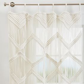 Boho Macramé Curtain - White