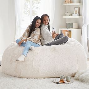 Polar Bear Ivory Oversized Bean Bag Chair Slipcover Only