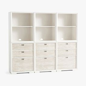 Callum Triple Tall Bookcase with Drawers (75")