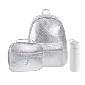 Colby Metallic Silver Backpack &amp; Cold Pack Lunch Bundle, Set of 3