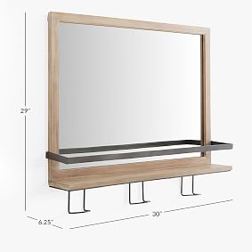Industrial Wall Mirror with Storage (30"x29")