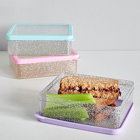 Silver/Aqua Glitter Sandwich Box