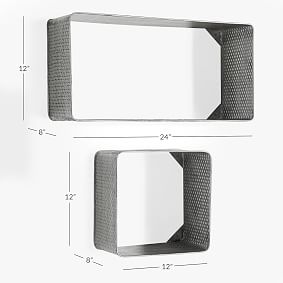 Textured Metal Cubes &amp; Rectangular Shelf, Set Of 3