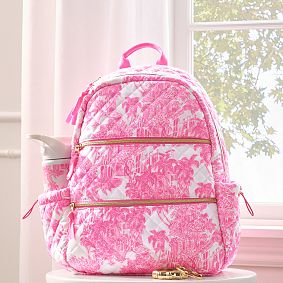 Lilly Pulitzer Pink Toile Quilted Backpack