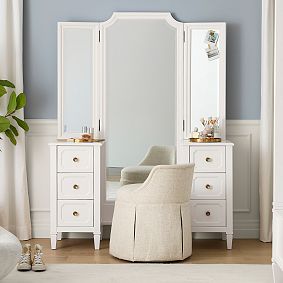 Kennedy Pleated Swivel Vanity Stool