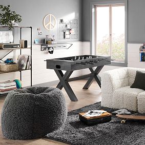 Large Jumbo Sherpa Warm Charcoal Bean Bag Chair