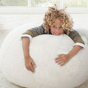 Sherpa Ivory Bean Bag Chair Slipcover Only