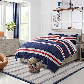 Stripe Wool Rug - Navy