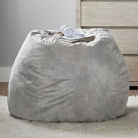 Large Textured Faux-Suede Storm Bean Bag Chair