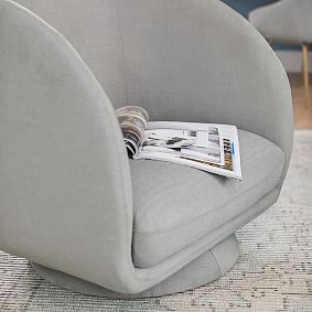 Chenille Washed Light Gray Reece Lounge Chair