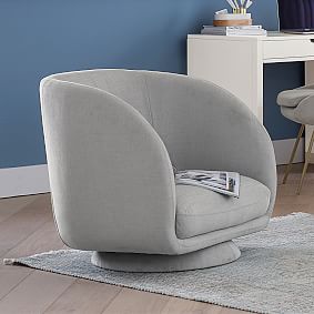 Chenille Washed Light Gray Reece Lounge Chair