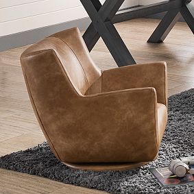 Faux Leather Caramel Lennon Low Swivel Chair