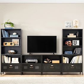 Locker 4-Drawer Media Set with Cubbies (120")